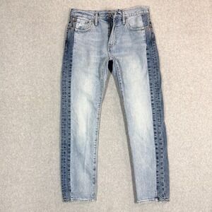 Levis 502 Big E Mens Denim Jeans 32x32 Tapered Paneled Light Wash Premium Denim
